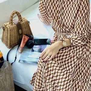 Zara Long Sleeved Geometric Print Midi Dress